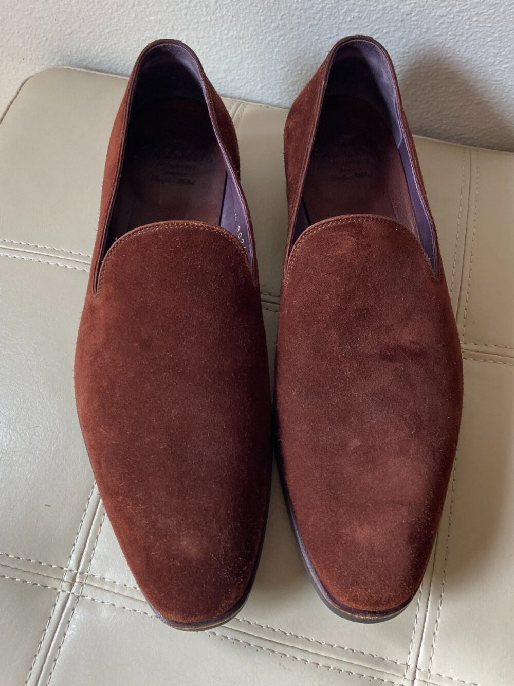 CARMINA SHOEMAKER MEN'S BROWN SUEDE LOAFERS SZ 8.5